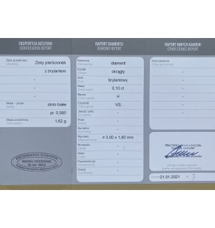 Złoty pierścionek z brylantami