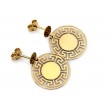 Kolczyki złote wiszące okrągłe z modnym greckim wzorem