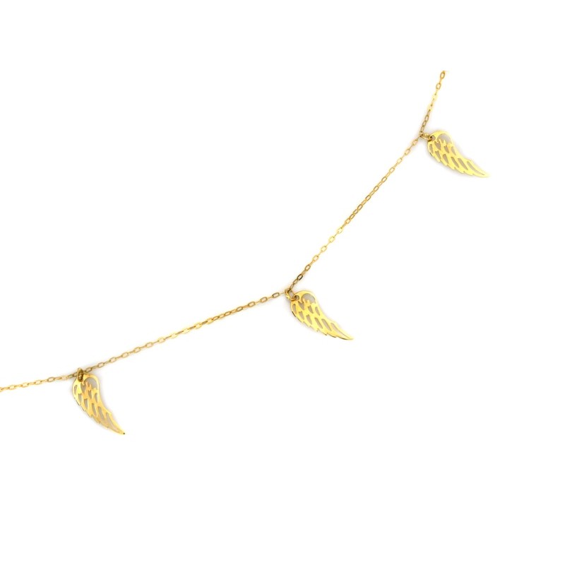 Naszyjnik złoty celebrytka z wiszącymi skrzydłami