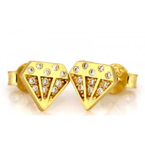 Kolczyki złote w kształcie diamentu sztyfty