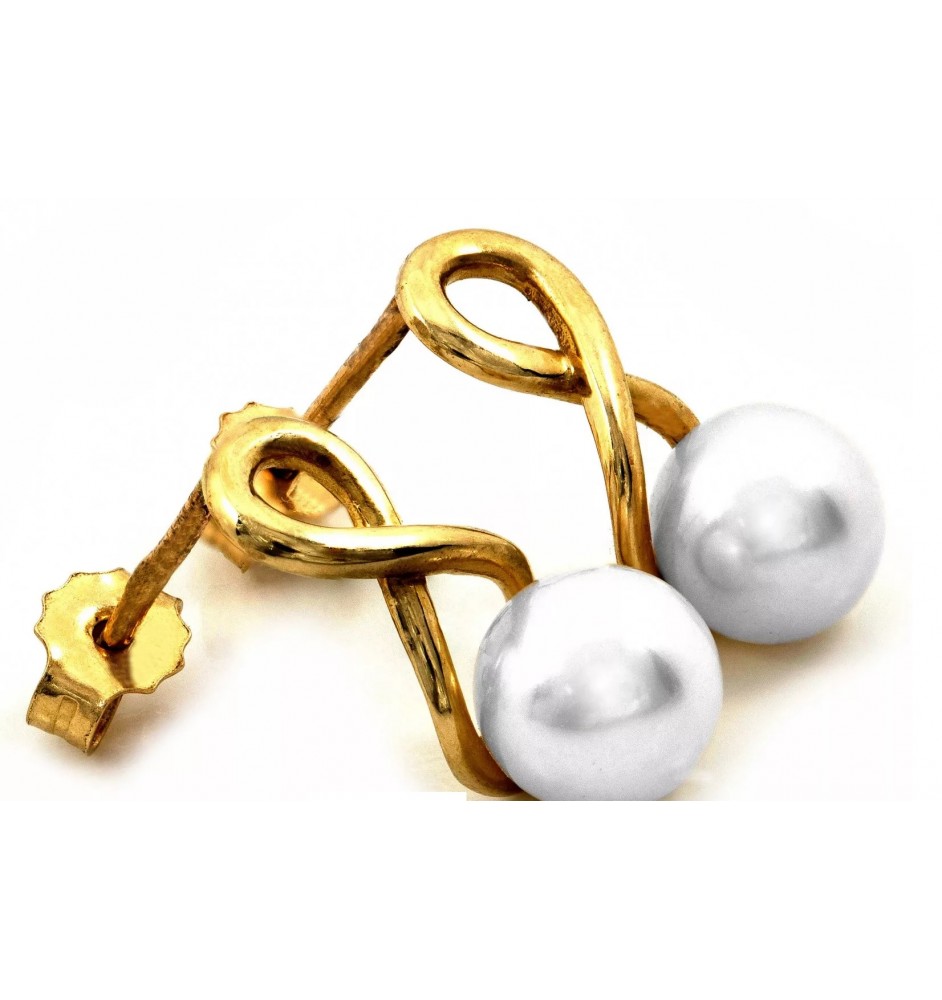 Kolczyki złote na sztyfcie z perłą