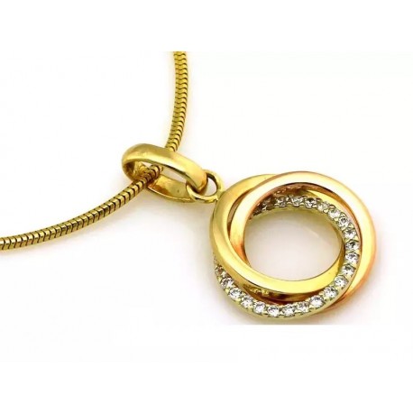 Zawieszka złota trzy kółeczka z cyrkoniami