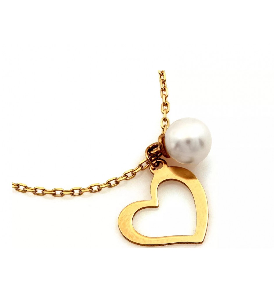 Naszyjnik celebrytka z sercem i perłą