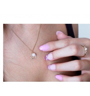 Naszyjnik celebrytka z sercem i perłą