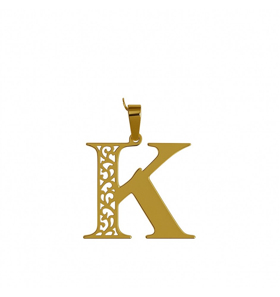 Zawieszka złota literka K z ażurową wstawką